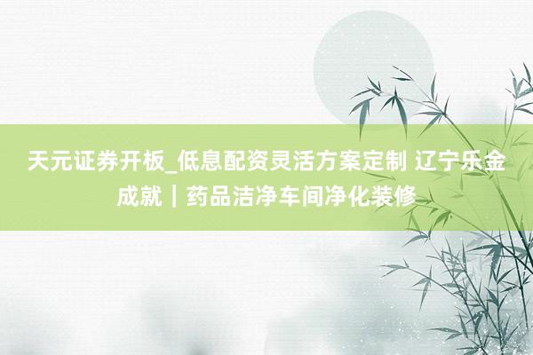 天元证券开板_低息配资灵活方案定制 辽宁乐金成就｜药品洁净车间净化装修